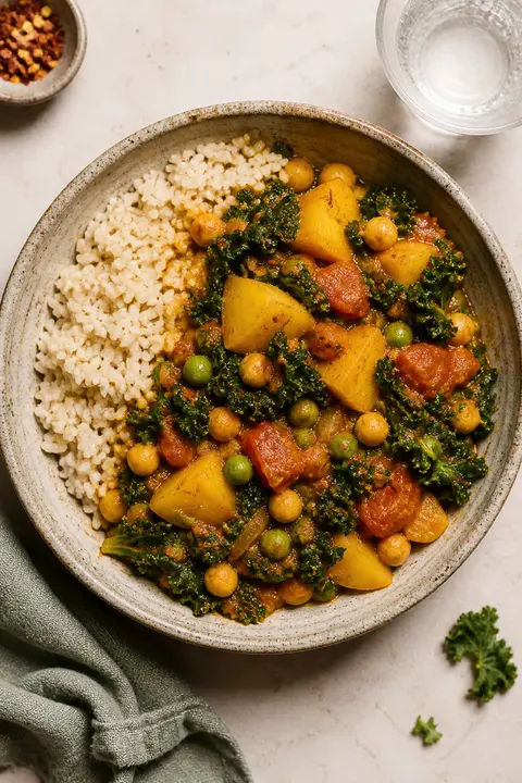Tomato Potato Kale Curry
