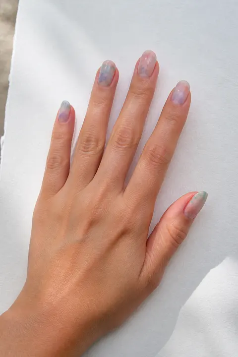 Pastel Watercolor Garden Nails