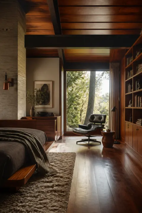 Mid-Century Walnut Bedroom, Reading Nook and Chair