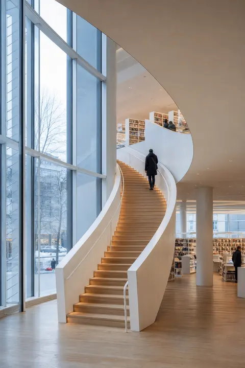 Sculptural Staircase in a Modern Museum