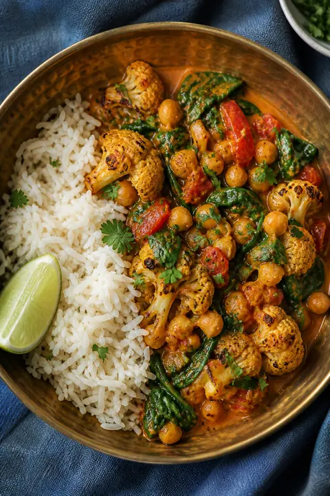 Coconut Chickpea and Cauliflower Curry