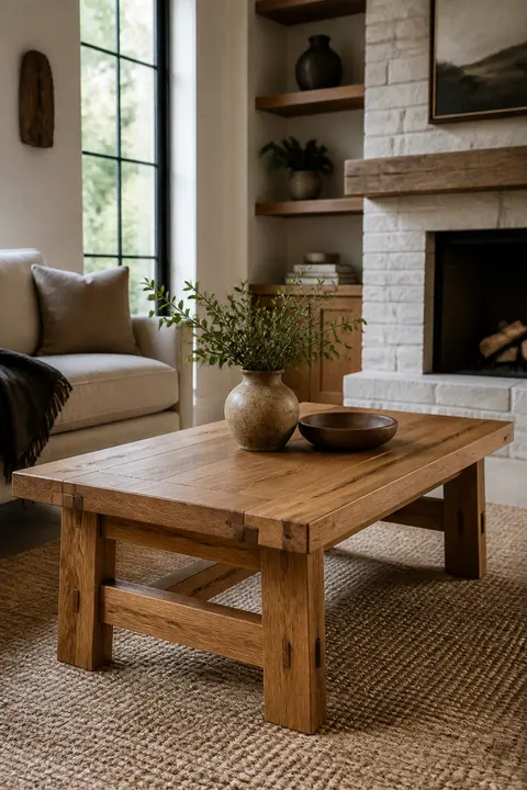 Oak Coffee Table with Breadboard Ends