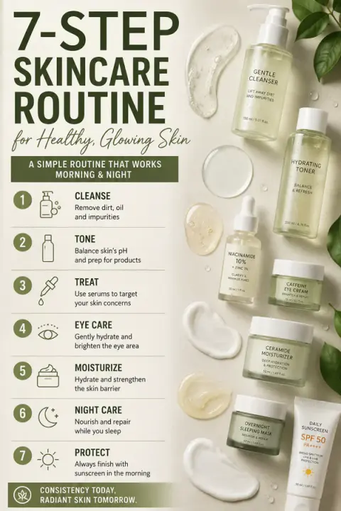 7-Step Skincare Routine for Healthy Glowing Skin