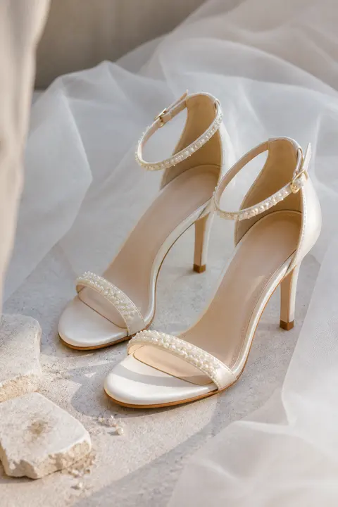 Ivory Pearl-Strap Wedding Sandals