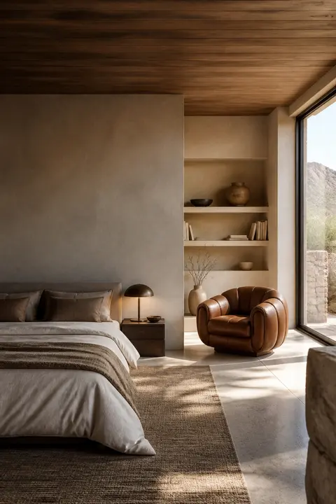 Desert Modern Bedroom, Reading Nook and Chair
