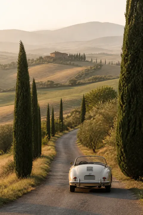 Vintage Road Trip Through the Tuscan Hills