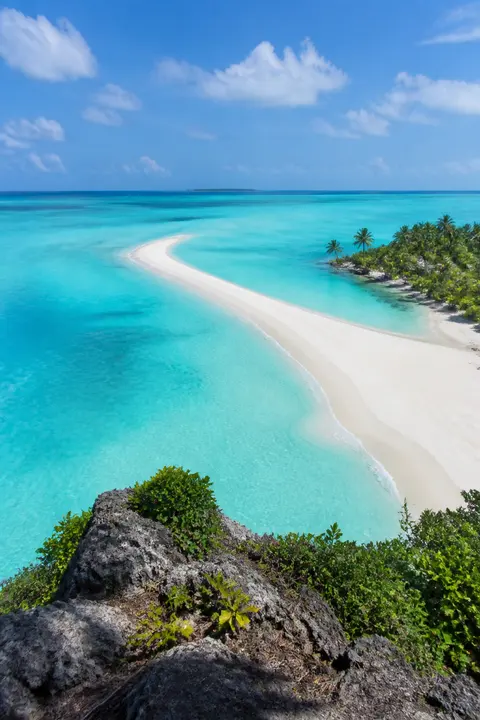 Cliff Overlook above Maldives Lagoon Sandbar