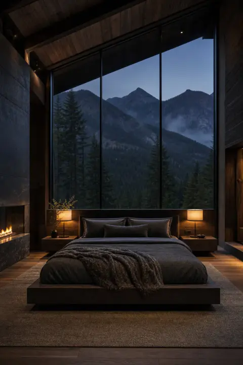 Mountain Bedroom at Blue Hour