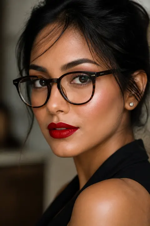 Red Lip & Luminous Skin for Medium Skin and Glasses