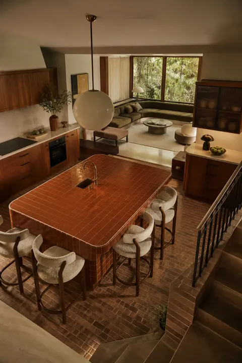 1970s Teak Kitchen with a Terracotta Island
