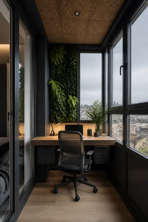 Glass-Enclosed Balcony Home Office