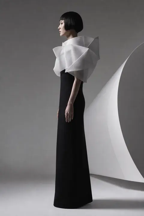 Sculptural White Organza Evening Top
