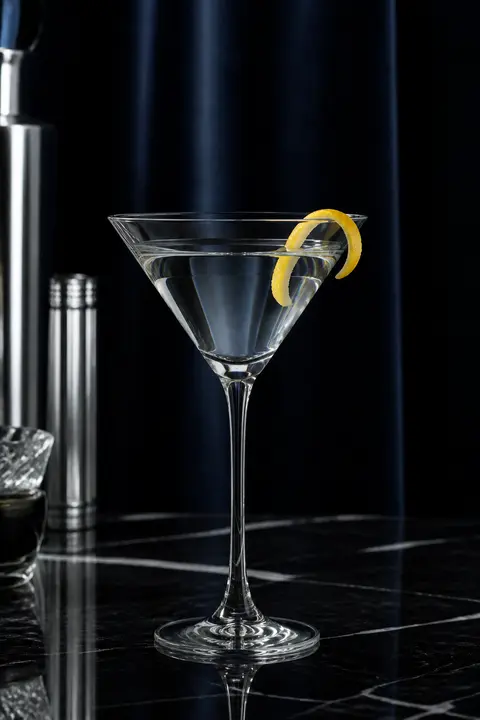 Crystal Clear Martini on Black Marble