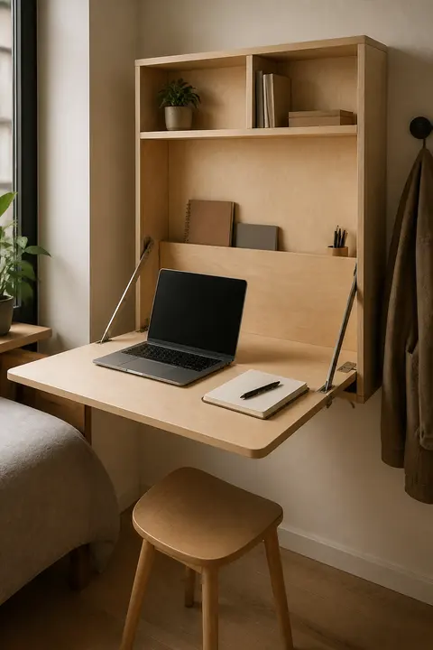 Folding Birch Wall Desk