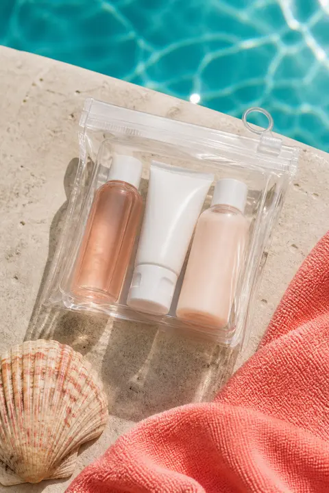 Travel Skincare Set Beside the Pool