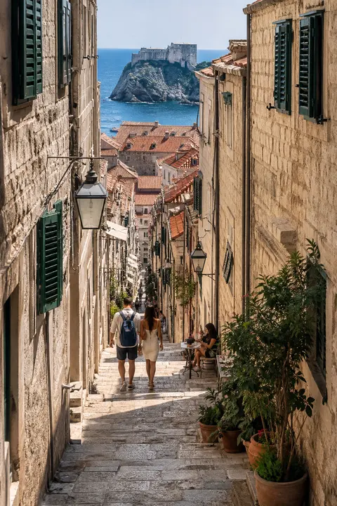 Architectural Details at Dubrovnik Stone Lane by Sea