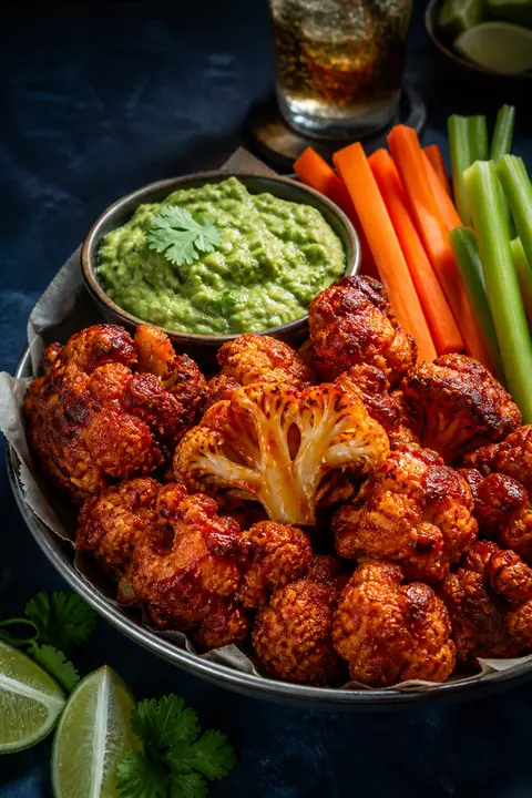 Buffalo Cauliflower Bites with Green Dip