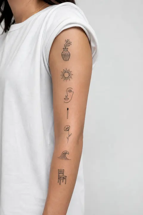 Minimal Patchwork Tattoo Sleeve