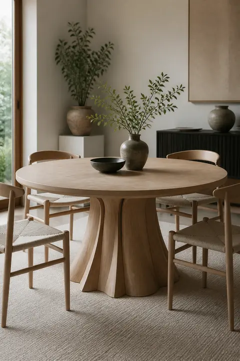 Round Ash Pedestal Dining Table
