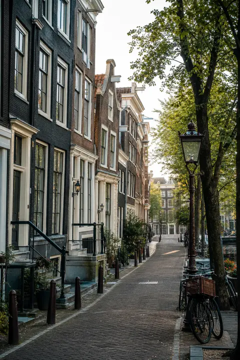 Quiet Morning at Amsterdam Canal House Street