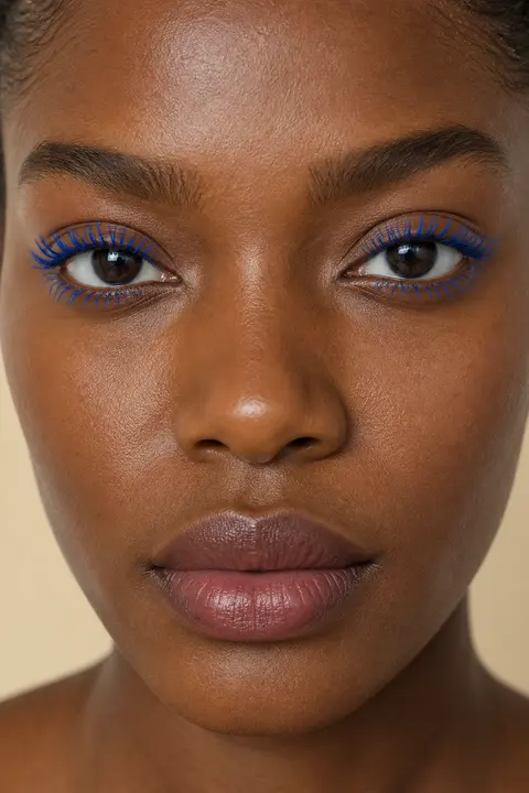 Cobalt Blue Mascara on Upper and Lower Lashes
