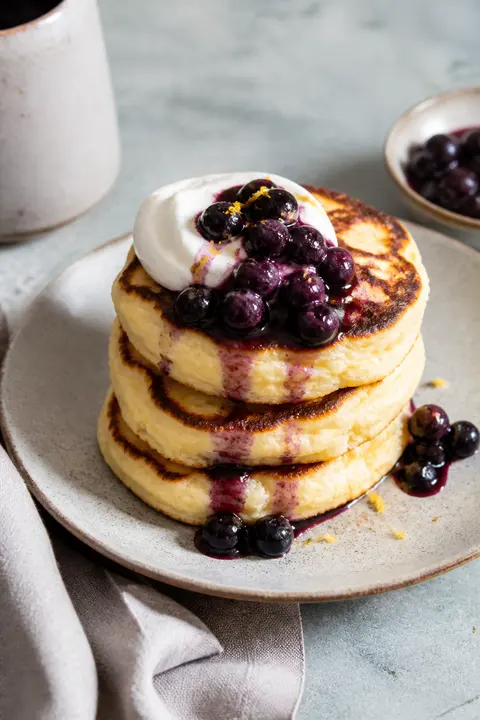 Cottage Cheese Blueberry Pancakes