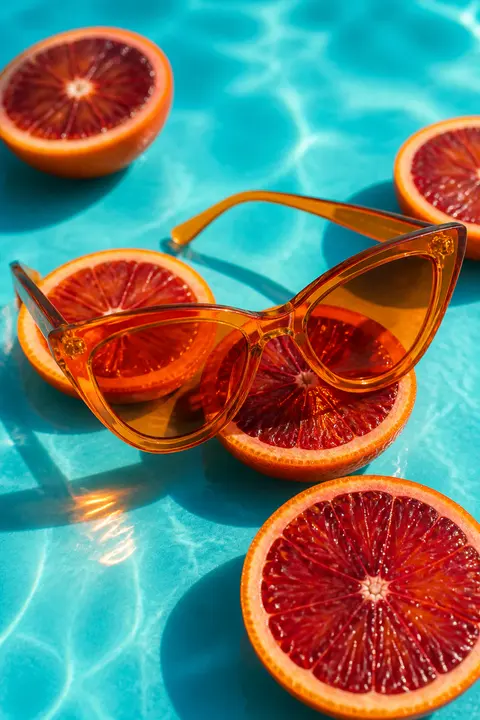 Amber Cat Eye Sunglasses by the Pool