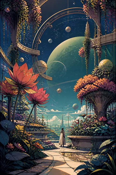 Cosmic Botanical Garden — Cel-Shaded Art