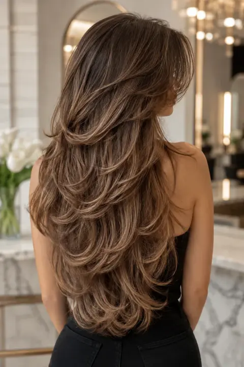 Long Ash-Brown Layers with Feathered Ends