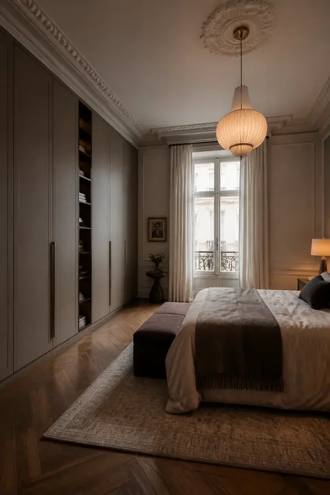 Parisian Classic Bedroom: Wardrobe & Ambient Light