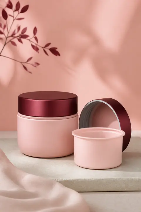 Refillable Pink Skincare Jar with Inner Pod