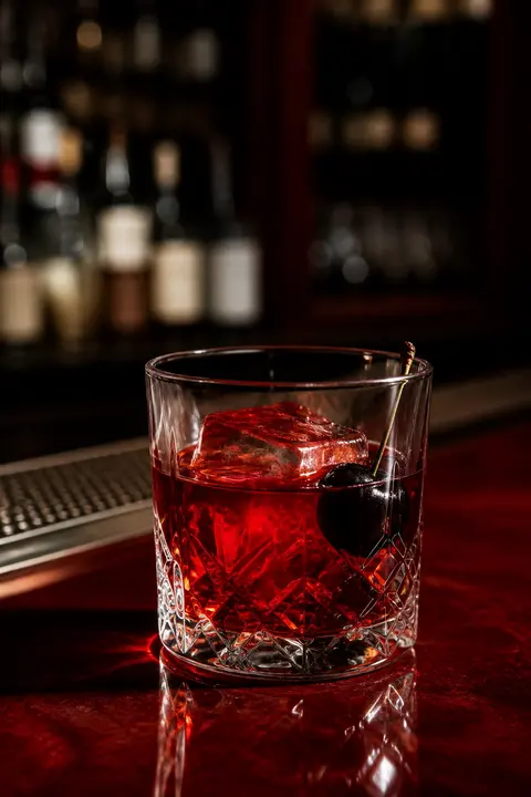 Cherry Negroni in Cut Crystal