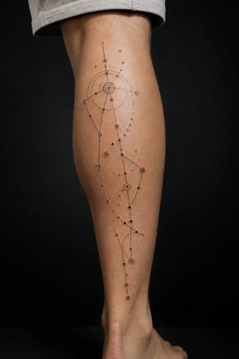 Celestial Constellation Calf Tattoo