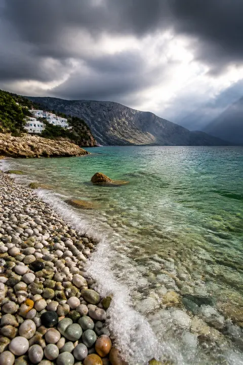 Greek Island Pebble Bay after the Weather Clears