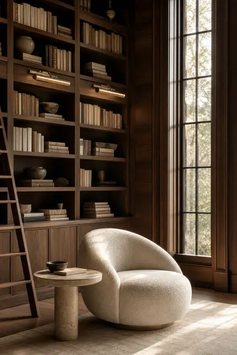Warm Walnut Home Library