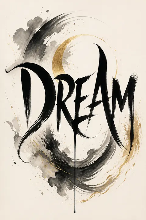 Hand-Lettered Ink Typography: DREAM