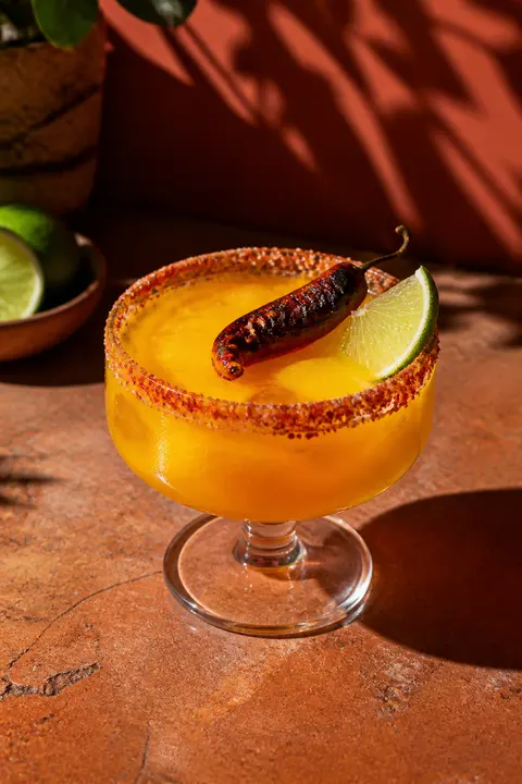 Spicy Mango Margarita with Charred Chili