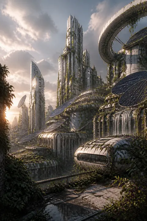 Abandoned Solar City in 3D Render