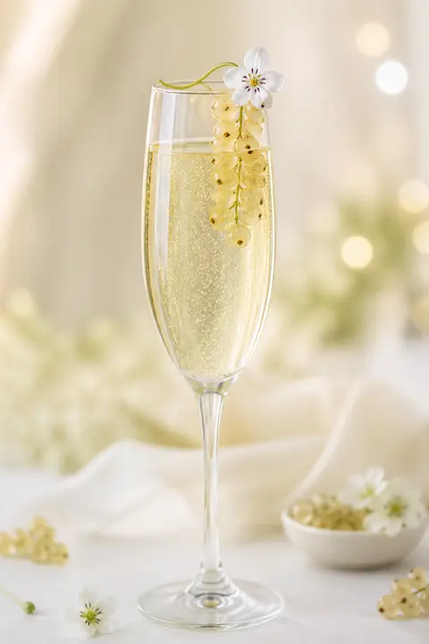 Elderflower Champagne with White Currants