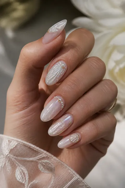 Milky Bridal Pearl for Long Oval Nails