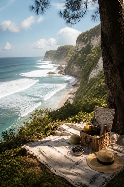 Indonesian Surf Beach with a Picnic Setup