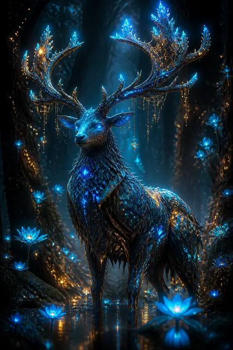 Bioluminescent Forest Guardian in 3D Render