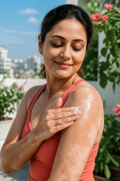 Body Lotion Applied to Vitiligo Skin