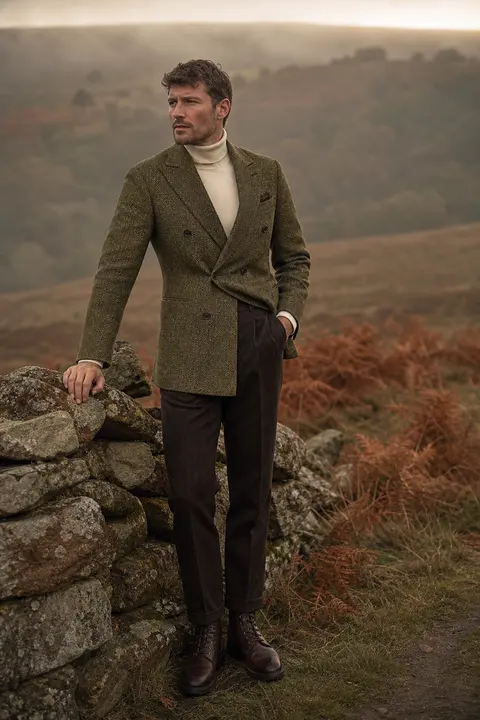 Moss Tweed Blazer in the Countryside