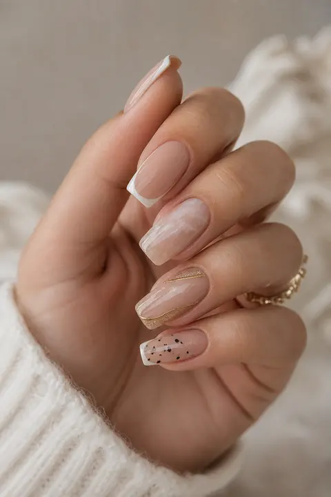 Soft Coffin Micro French Tips Manicure