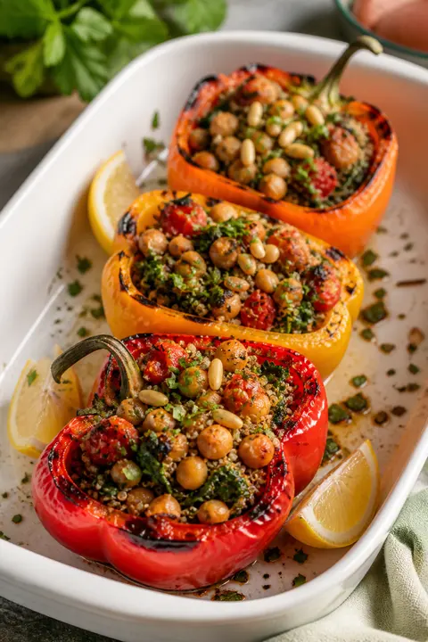 Vegan Quinoa Stuffed Peppers with Chickpeas