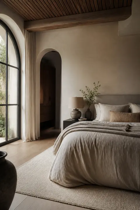 Quiet Luxury Bedroom: Linen Bedding and Rug