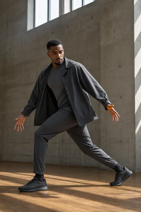 Monochrome Athleisure in a Concrete Studio