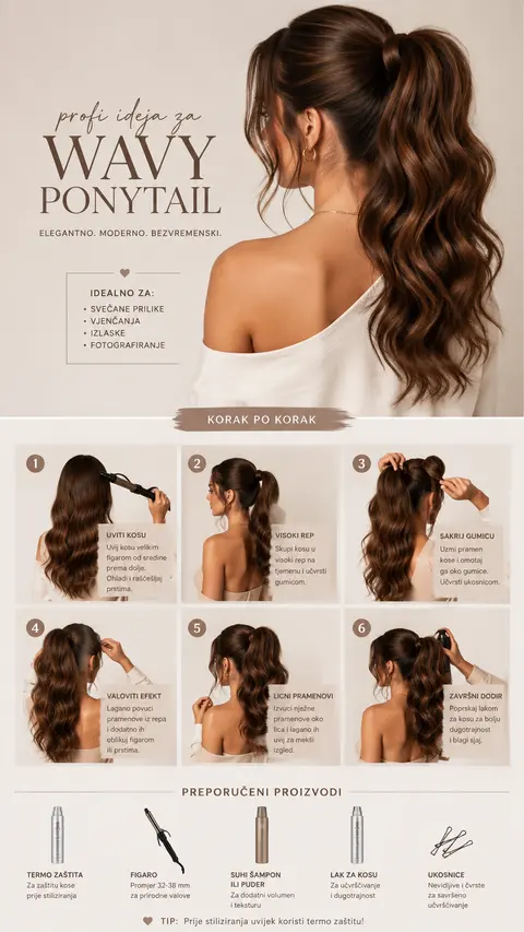 Voluminous Wavy Ponytail with Soft Face-Framing Pieces