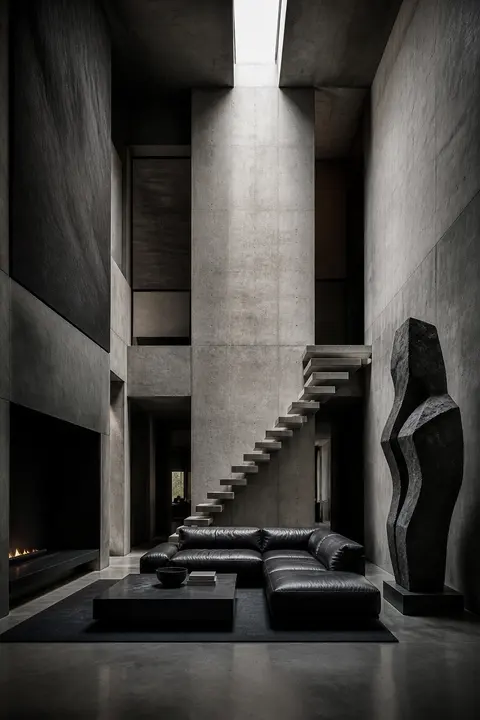 Monochrome Brutalist Gallery Living Room